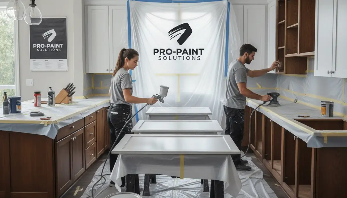 Cabinet painting in Las Vegas, NV by Las Vegas Paint Pros for durable kitchen cabinet refinishing