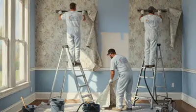 Las Vegas wallpaper removal service preparing walls for repainting in a home